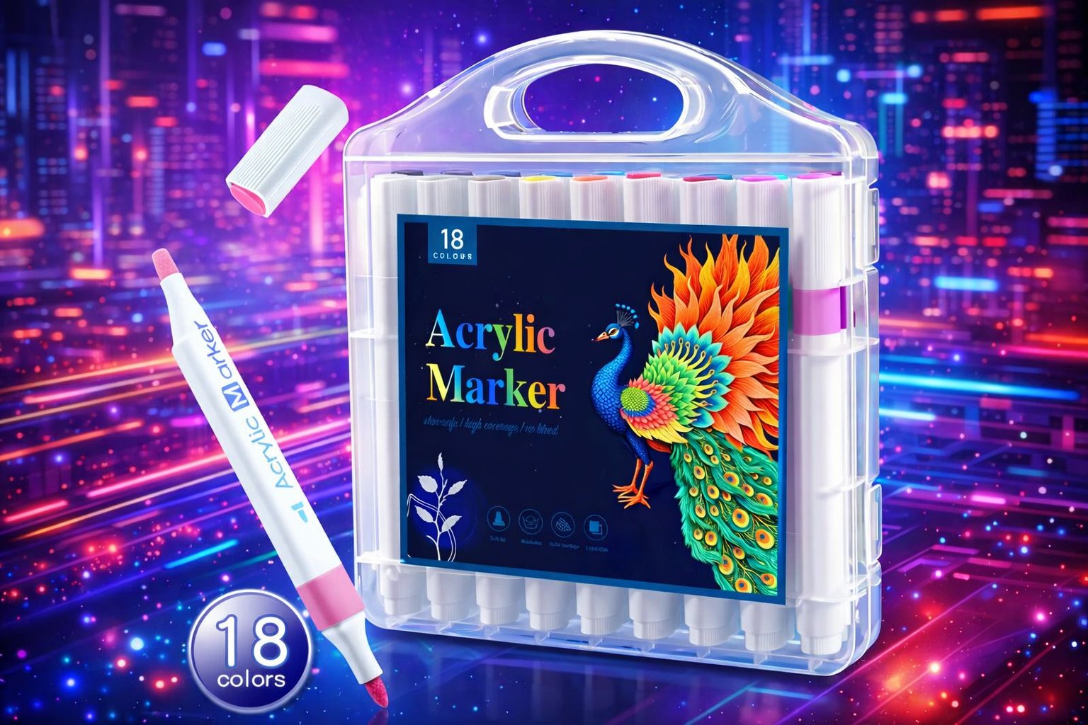Набір АКРИЛОВИХ маркерів Acrylic Marker (MAP-02) 18шт-18цветов