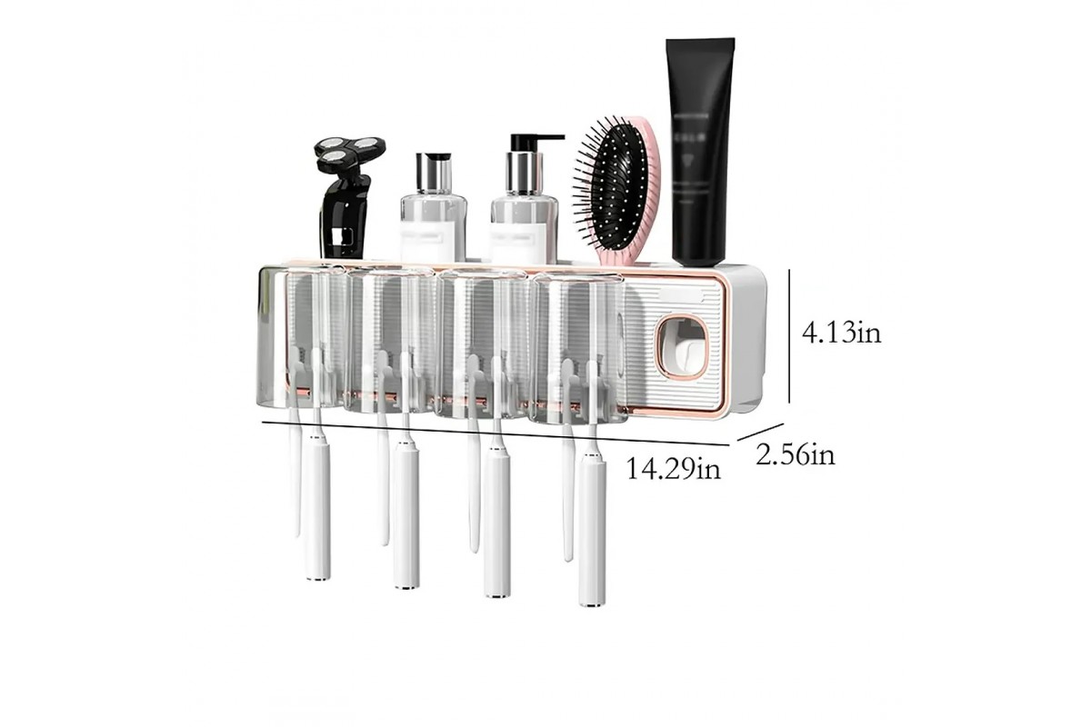 Диспенсер-полиця для зубних приналежностей із 4 стаканами Toothbrush Holder 223-55 (RA-927)