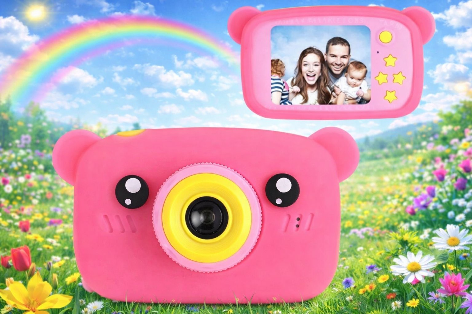 Фотоапарат дитячий ведмедик Teddy GM-24 з дисплеєм HD-екран,Рожевий