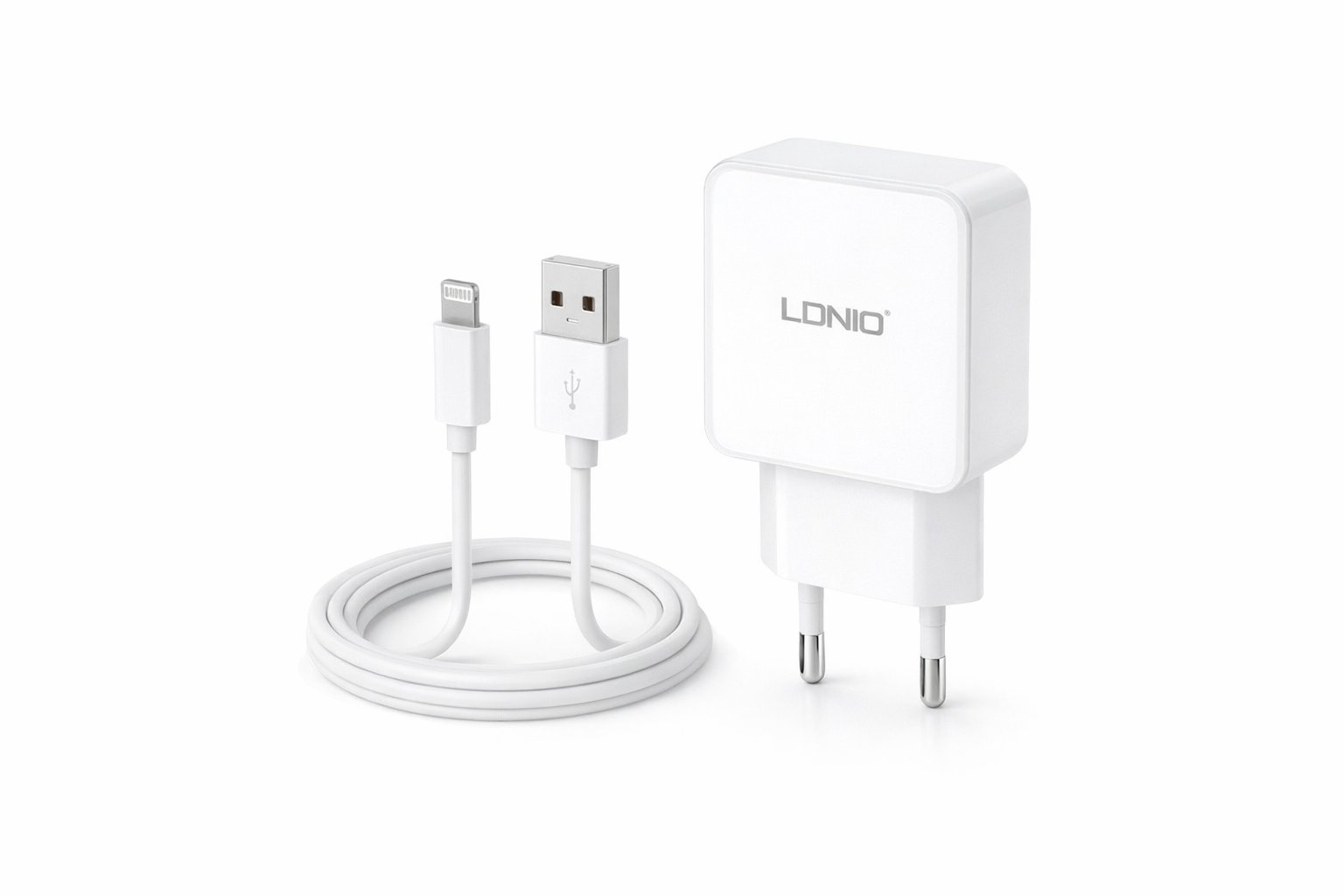 Мережевий зарядний пристрій LDNIO 220V + Кабель USB-Lightning  — Надійне рішення для вашої техніки