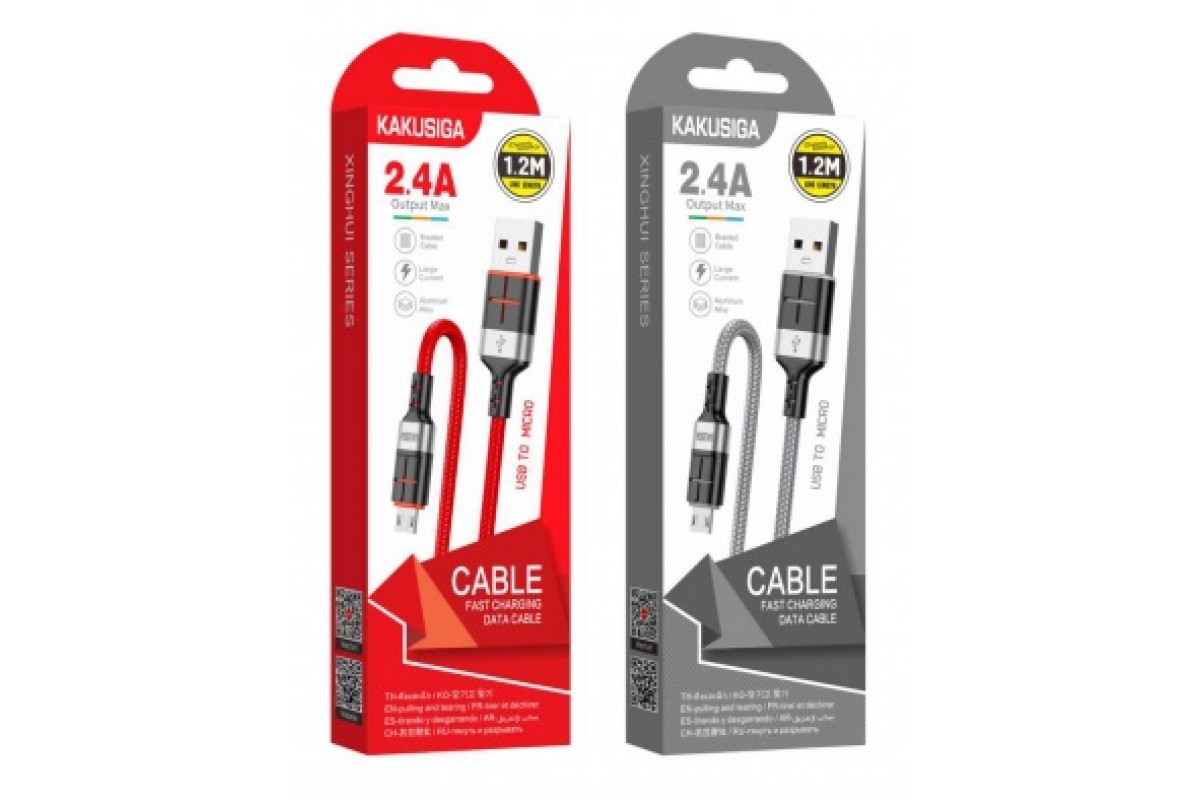 Кабель USB — Micro-USB KAKUSIGA KSC-696 Singhui Series (1.2м, 2.4A) — Елегантність та армована міцність
