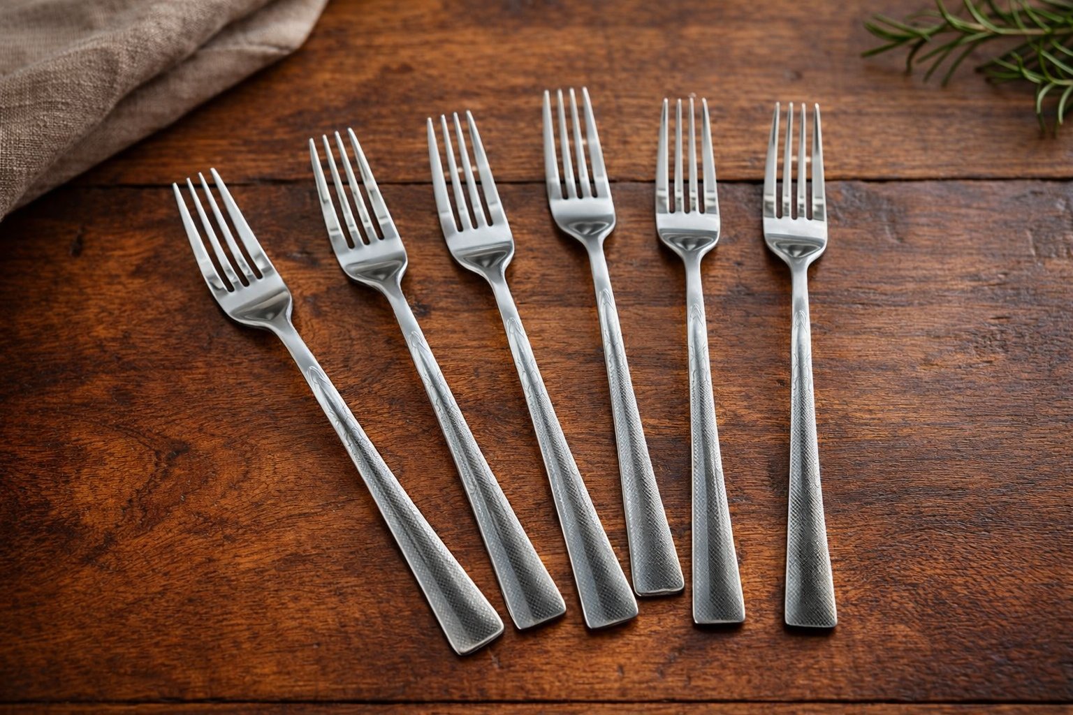 Набір десертних виделок Cutlery Set CD-34 (6 шт.) — Хром, витончений візерунок та ергономіка