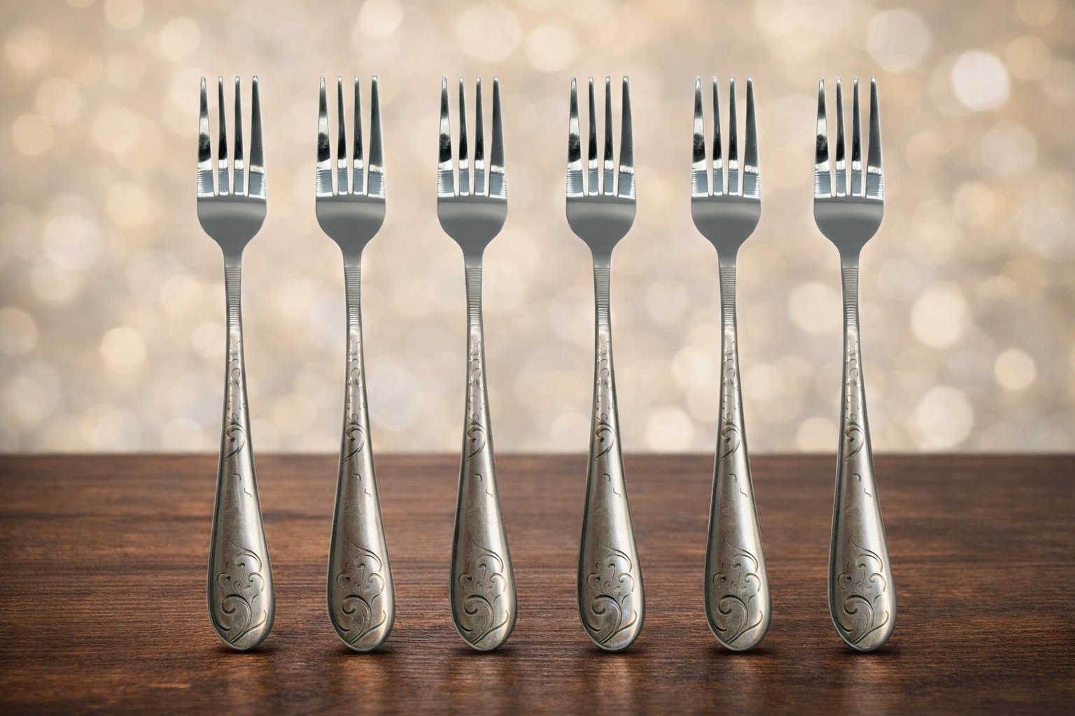 Набір столових виделок Cutlery Set CD-08 (6 шт.) — Хром із комбінованим декором