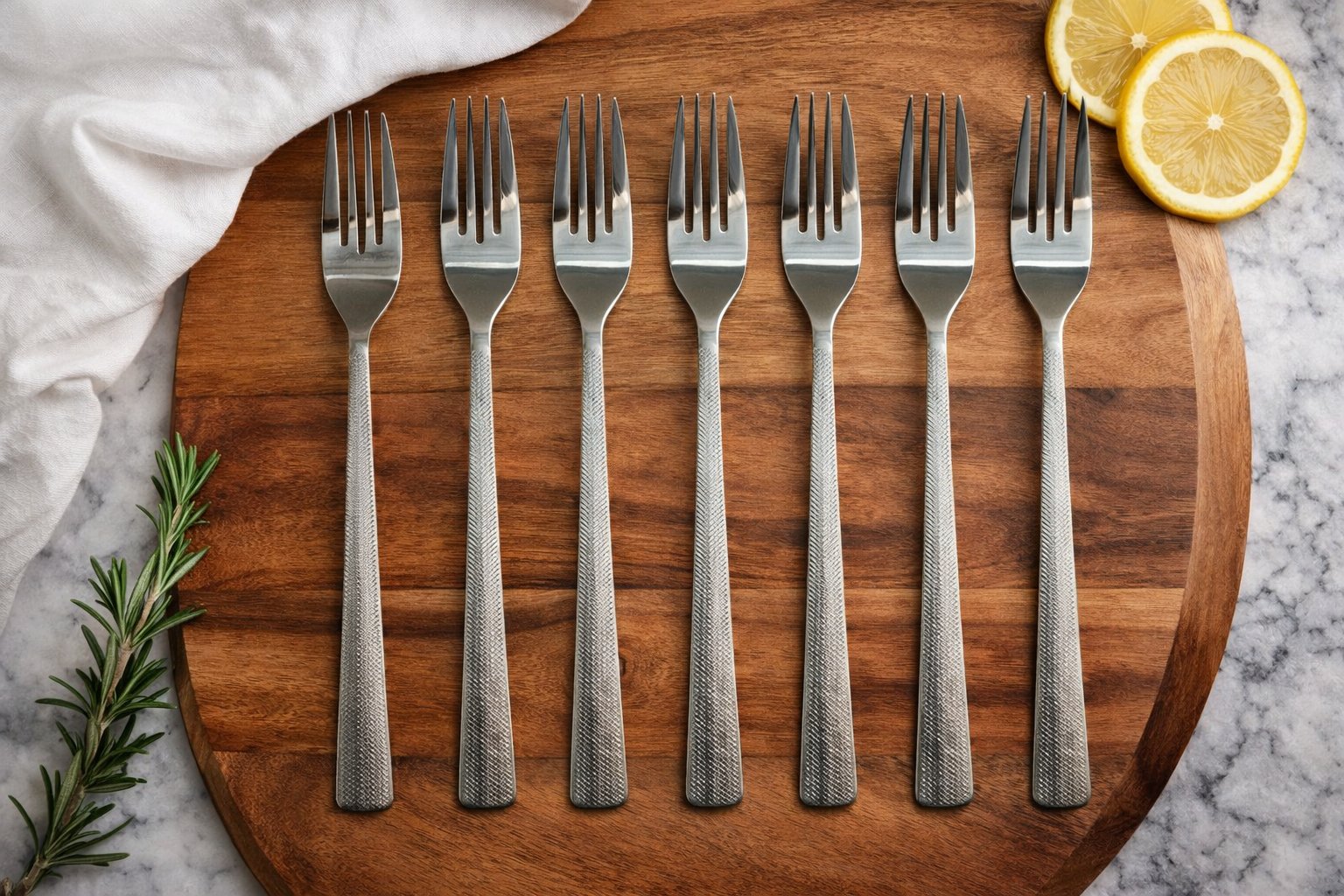 Набір столових виделок Cutlery Set CD-13 (6 шт.) — Хром із фактурним рифленням