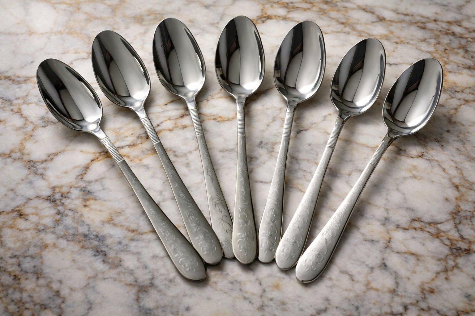 Набір чайних ложок Cutlery Set CD-14 (6 шт.) — Хром із фактурним рифленням
