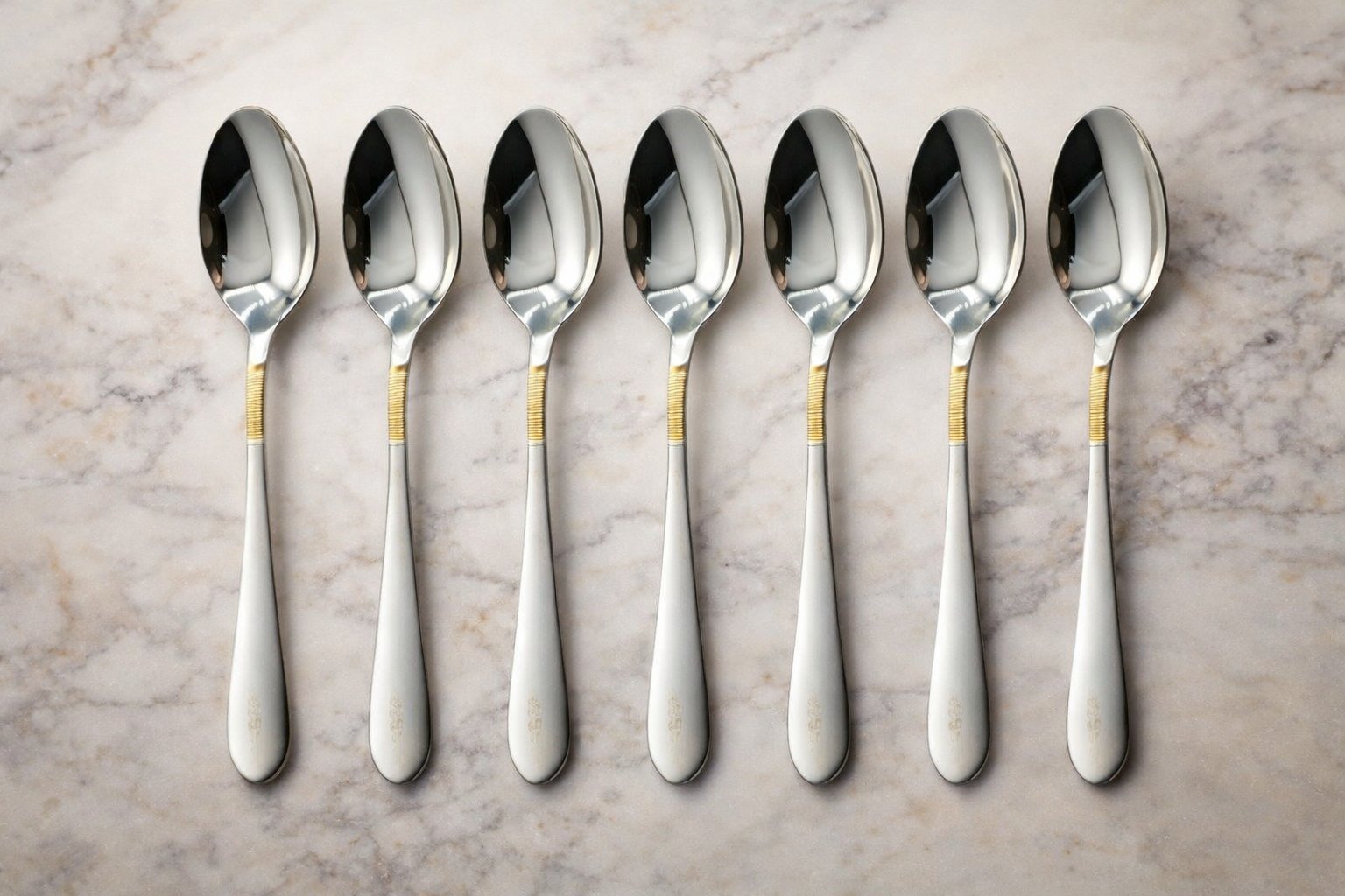 Набір чайних ложок Cutlery Set CD-24 (6 шт.) — Сяйво хрому та золота