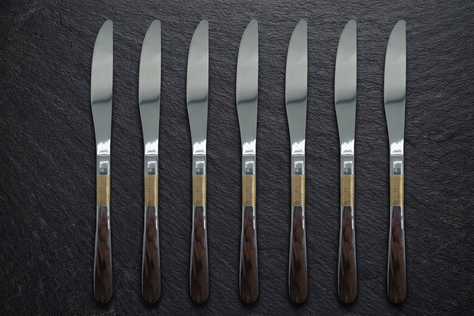 Набір столових ножів Cutlery Set CD-26 (6 шт.) — Сяйво хрому та золотих ліній