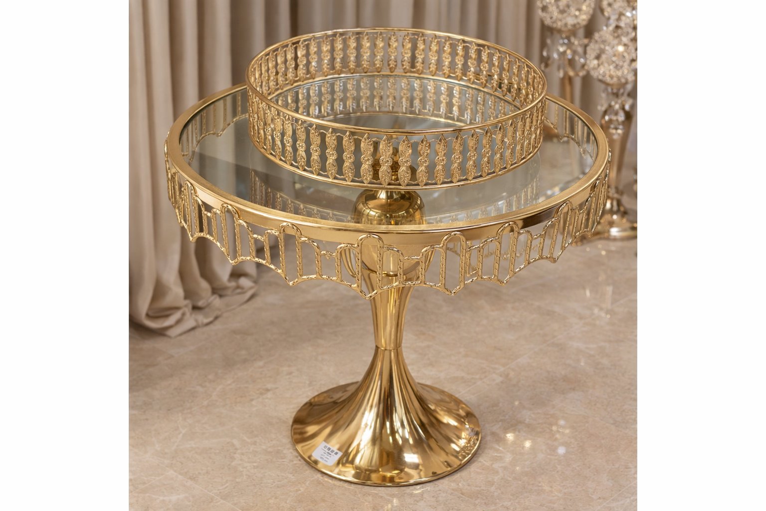 Елітний Набір Золотих Підставок для Десертів Cake Plate 16412-2 — Сяючий Акцент Вашого Тріумфу
