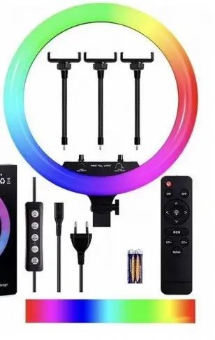 Кільцева LED лампа RGB MJ36 (36 см) — Професійне кольорове світло для креативу