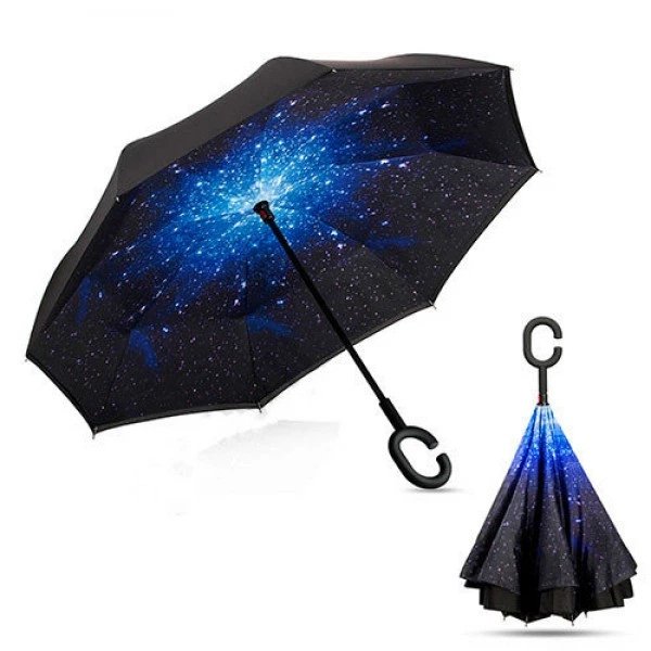 Парасолька зворотного складання Up-Brella «Зоряне небо» — Комфорт та космос у ваших руках