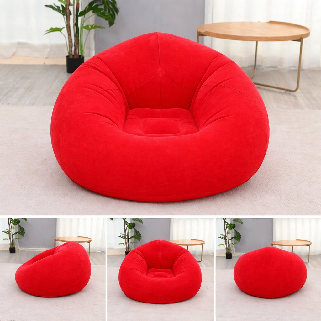 Надувне крісло Inflatable Sofa з флокованим покриттям — Ваш персональний острівець комфорту,Червоне