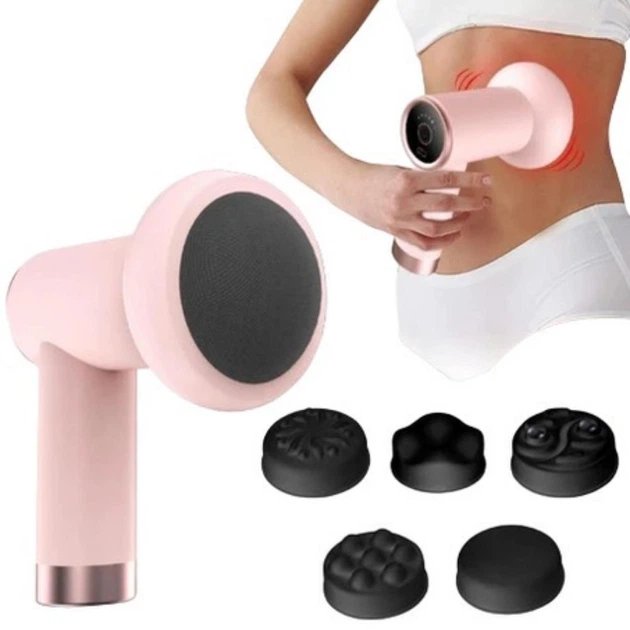 Ручний м'язовий масажер Fascial Gun Vibro Head (Рожевий) — Професійний догляд за вашим тілом