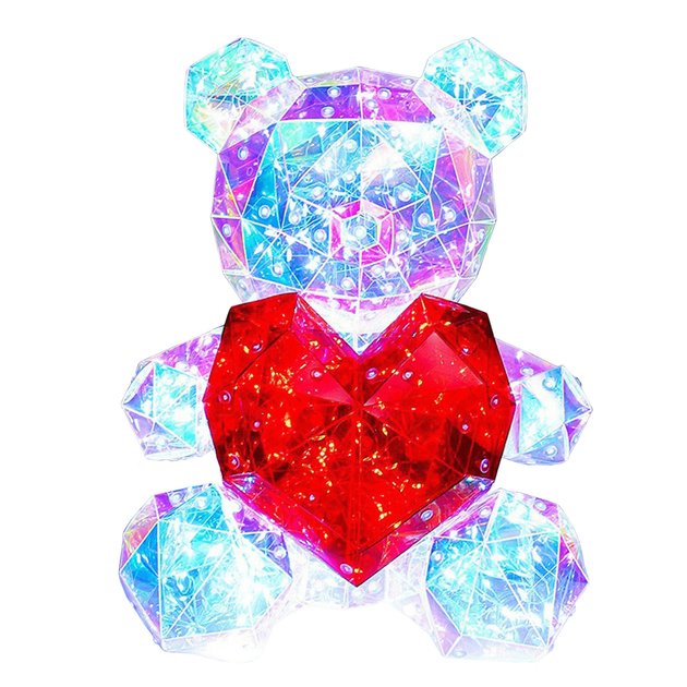 Подарунковий Ведмедик Love 3D з серцем та LED-підсвіткою (30 см) — Сяйво вашої ніжності