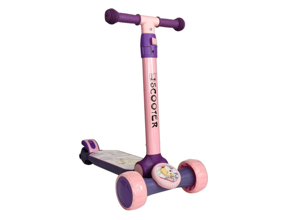 Дитячий триколісний самокат Scooter Jingwa 116: Музичне світлове шоу на колесах,Рожевий