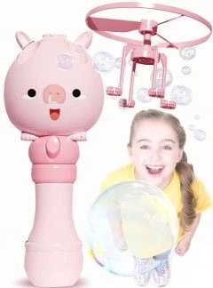 Генератор мильних бульбашок Bubble Toy з літаючим пропелером — Подвійна розвага в одному гаджеті!,Рожевий