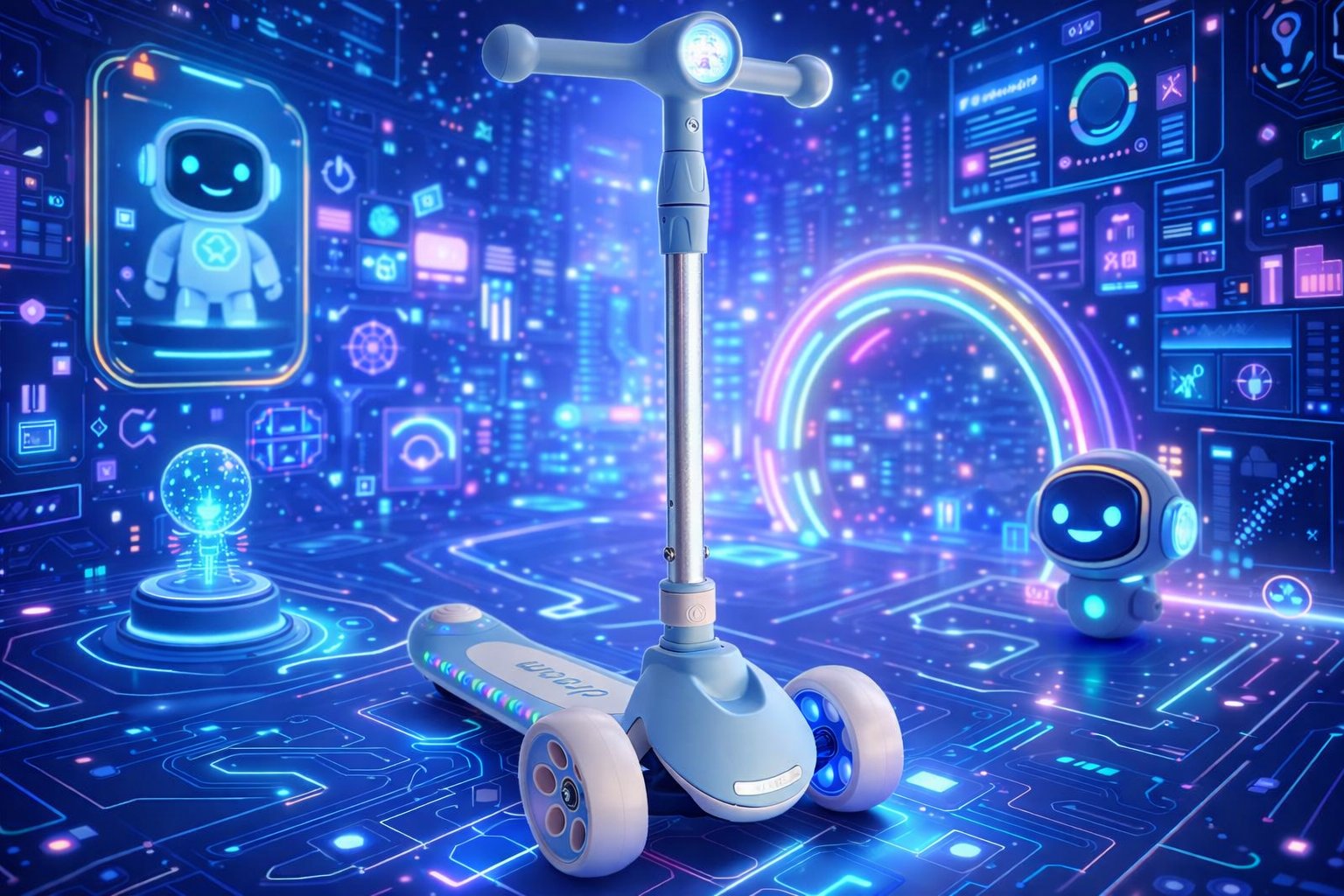 Дитячий триколісний самокат Scooter Dream M1: Преміальна стійкість та світлове шоу,Блакитний