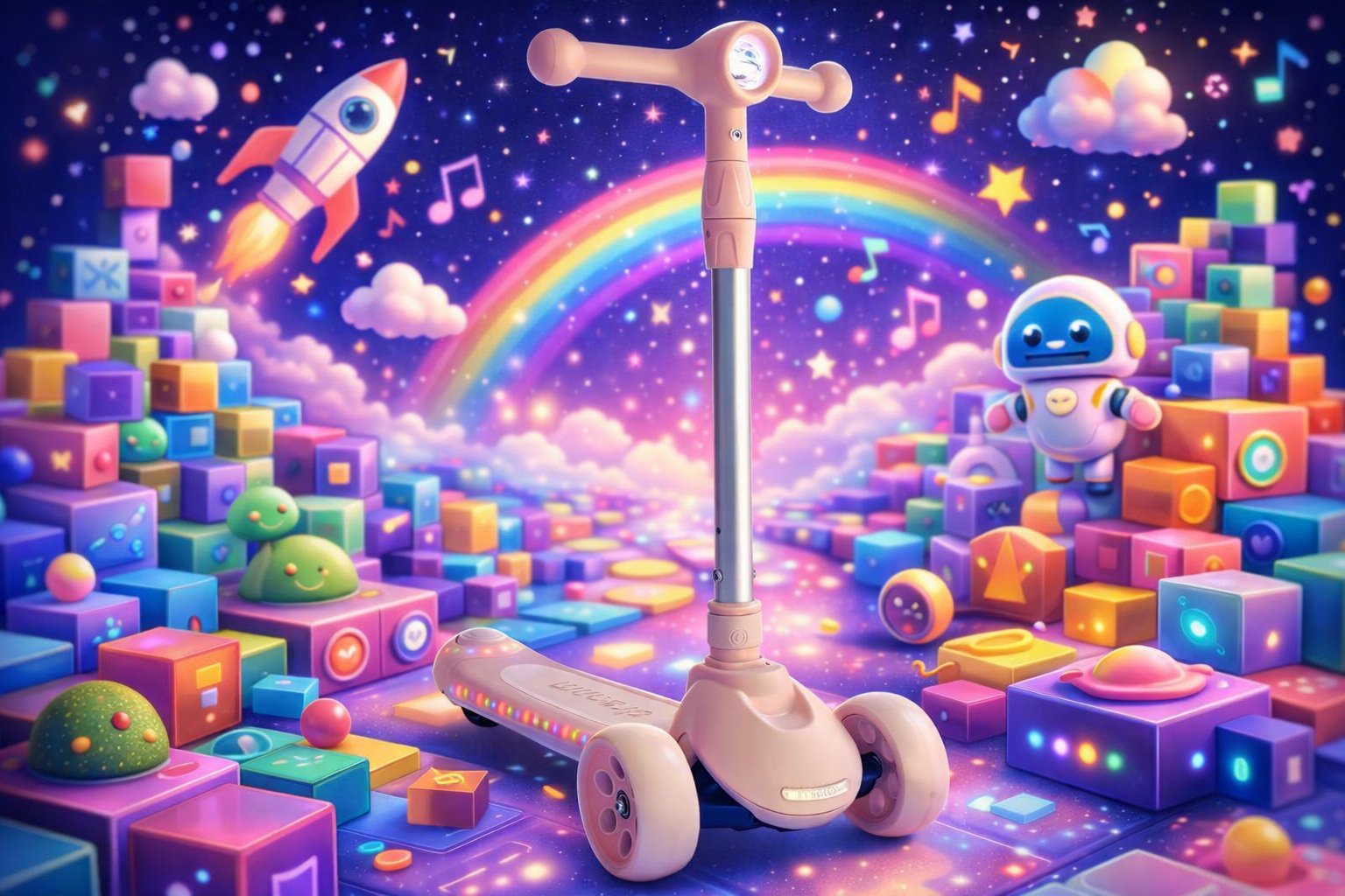 Дитячий триколісний самокат Scooter Dream M1: Преміальна стійкість та світлове шоу,Рожевий