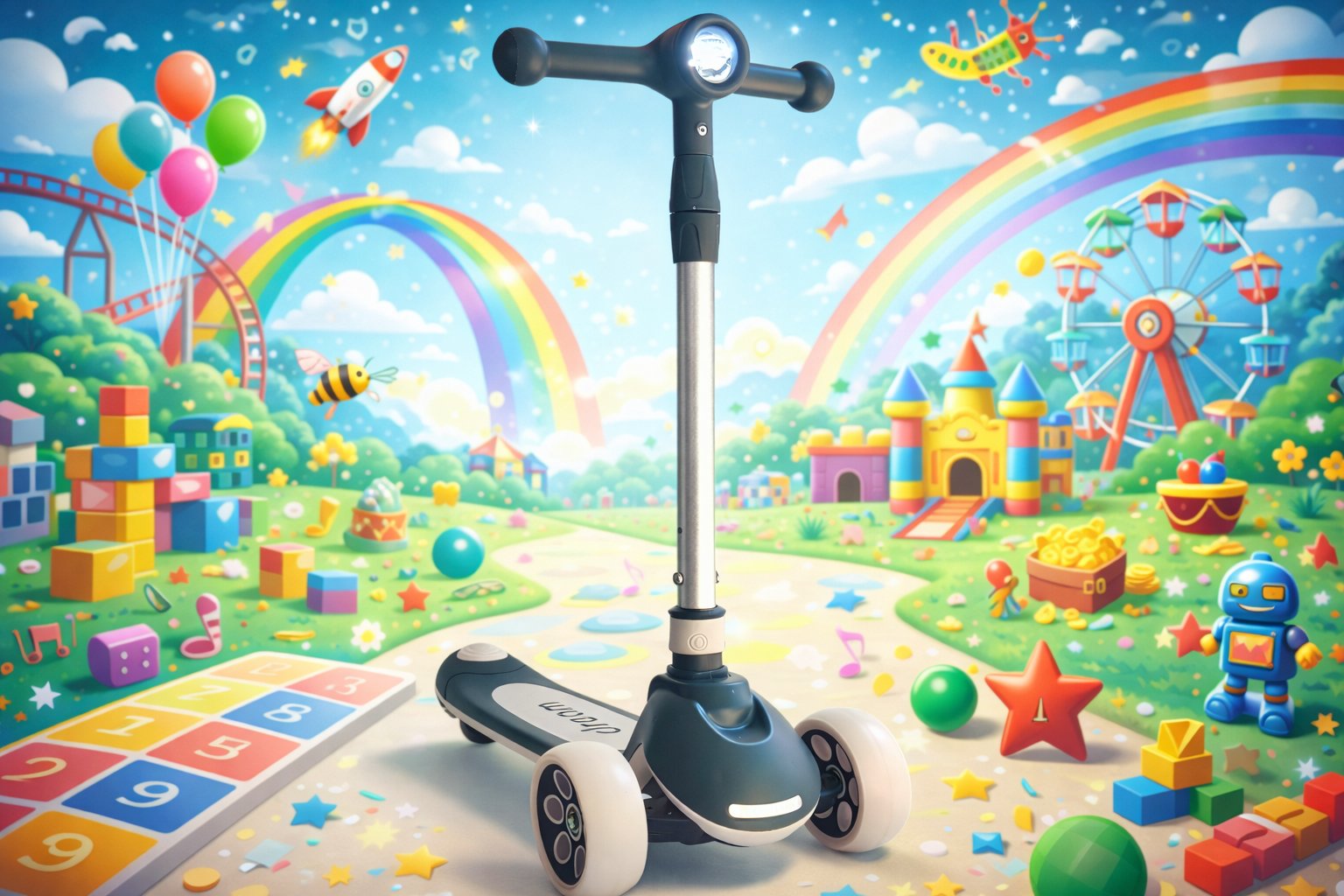 Дитячий триколісний самокат Scooter Dream M1: Преміальна стійкість та світлове шоу,Чорний