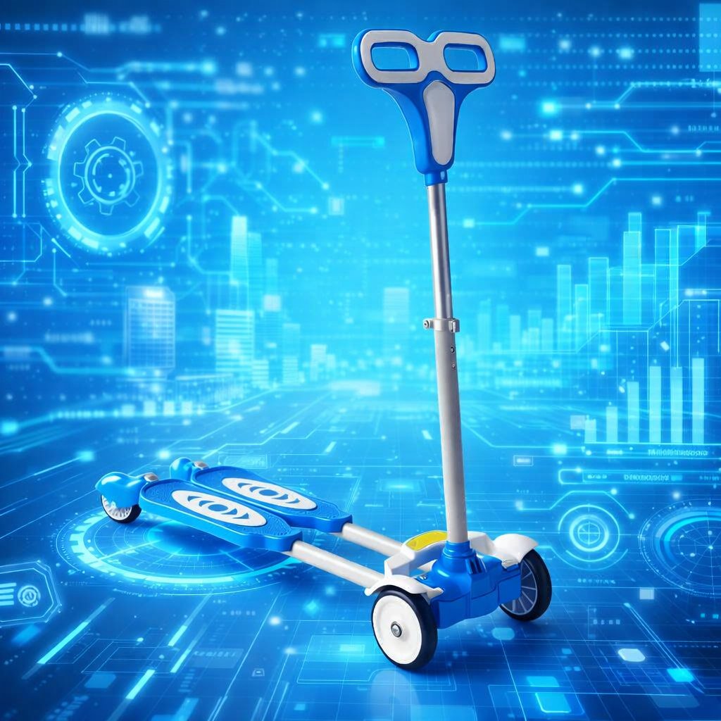 Дитячий чотириколісний самокат Scooter 2023 New 25-1 (з розсувними підніжками та LED-колесами),Синій