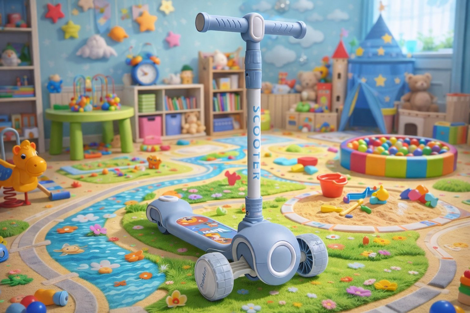 Дитячий триколісний самокат Scooter Happy Day V1: Яскраве свято на кожній прогулянці,Блактний