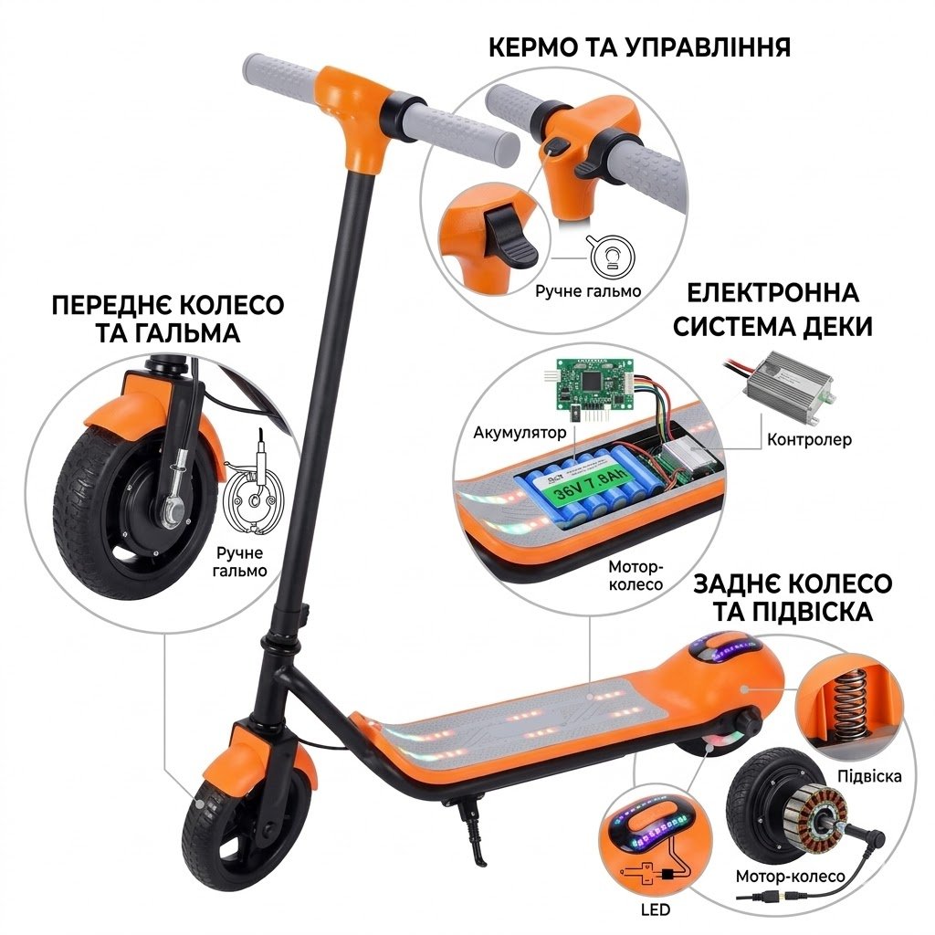 Електросамокат Electric Scooter JY-6.5T,Помаранчевий