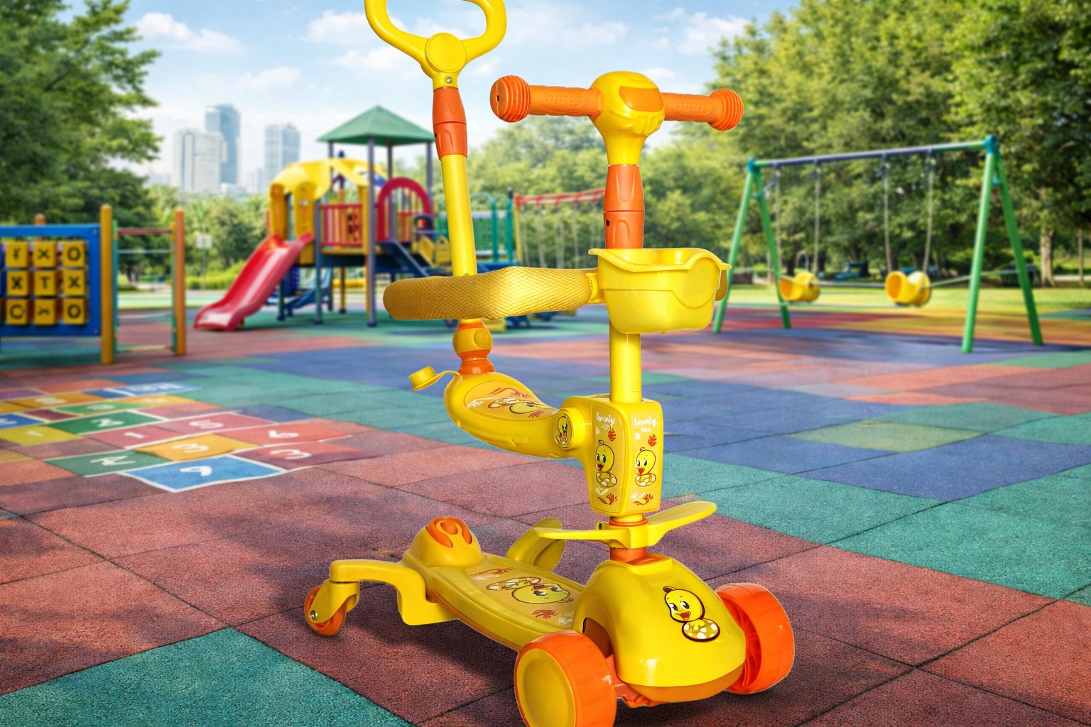 Дитячий самокат-трансформер 4 в 1 Scooter Lovely Child 8520: Безпека преміумкласу та повний контроль,Жовтий