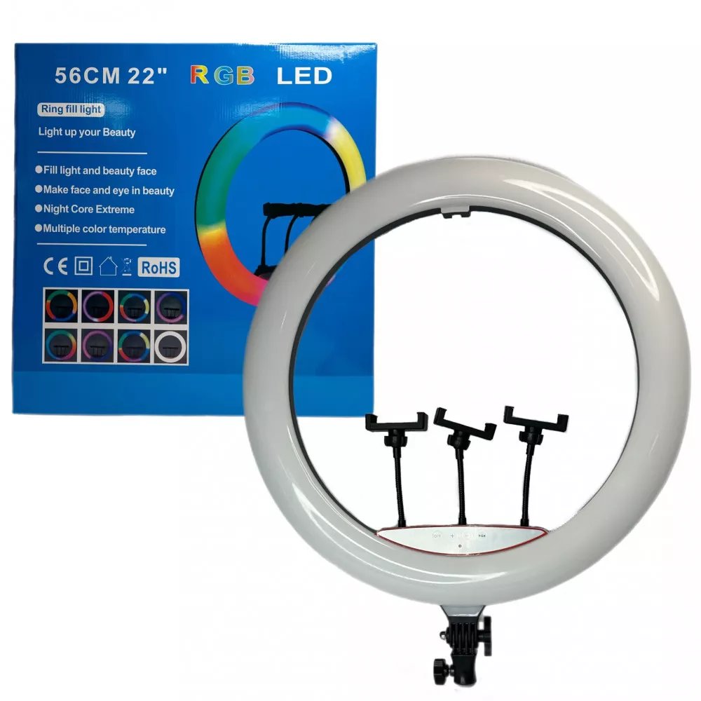Професійна кільцева LED лампа LJJ56 RGB 56 см — потужне світло та яскраві кольорові ефекти