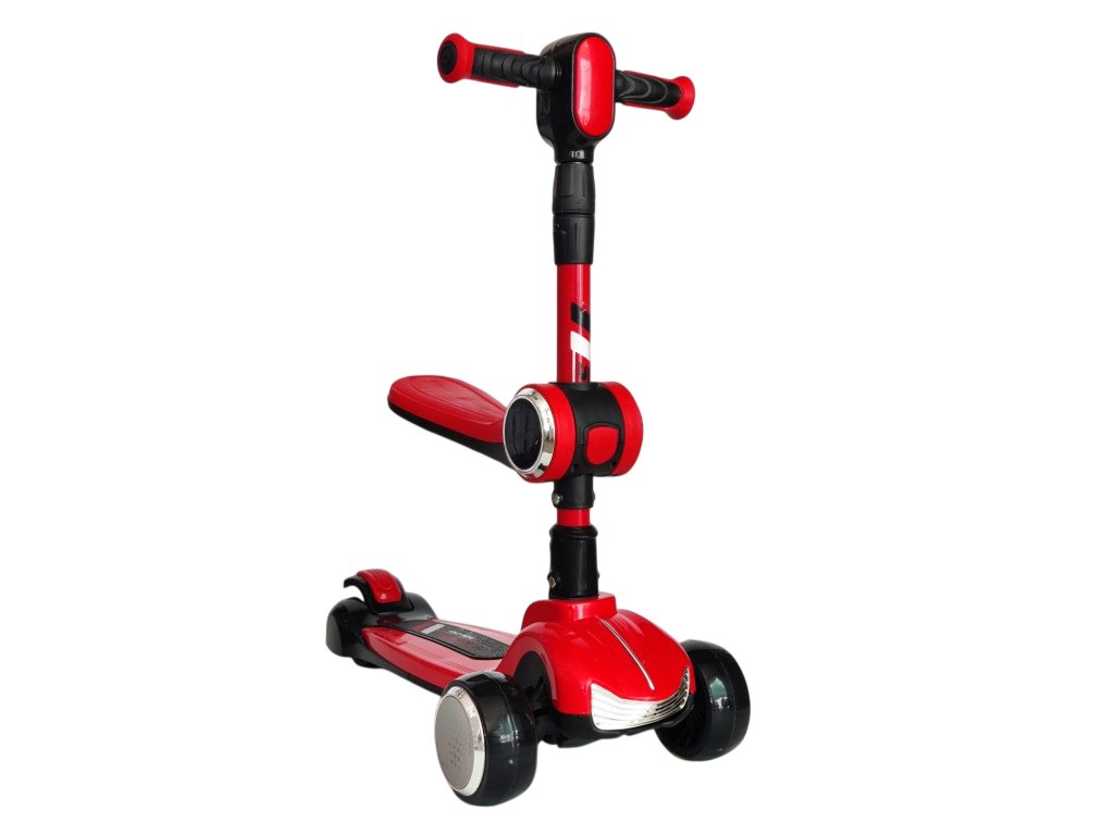Дитячий самокат-трансформер 2 в 1 Scooter Highend 828A: Преміальний всюдихід із повним світловим шоу,Червоний