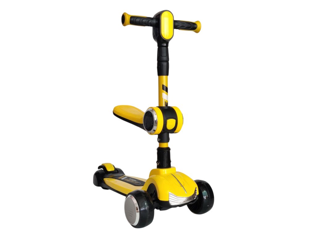 Дитячий самокат-трансформер 2 в 1 Scooter Highend 828A: Преміальний всюдихід із повним світловим шоу,Жовтий