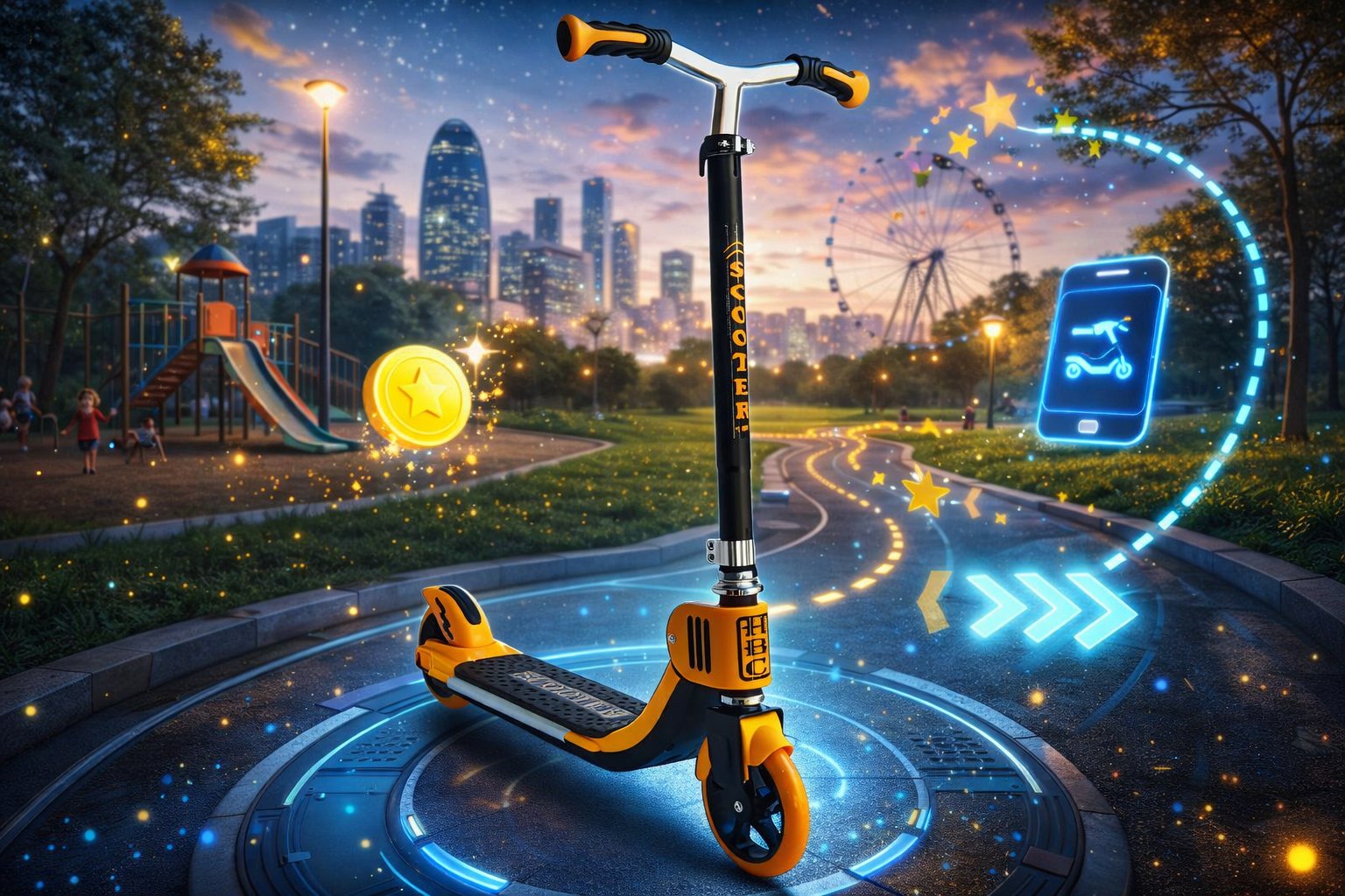 Дитячий двоколісний самокат Scooter HBC 391X: Легкість, безпека та інноваційне паркування,Жовтий