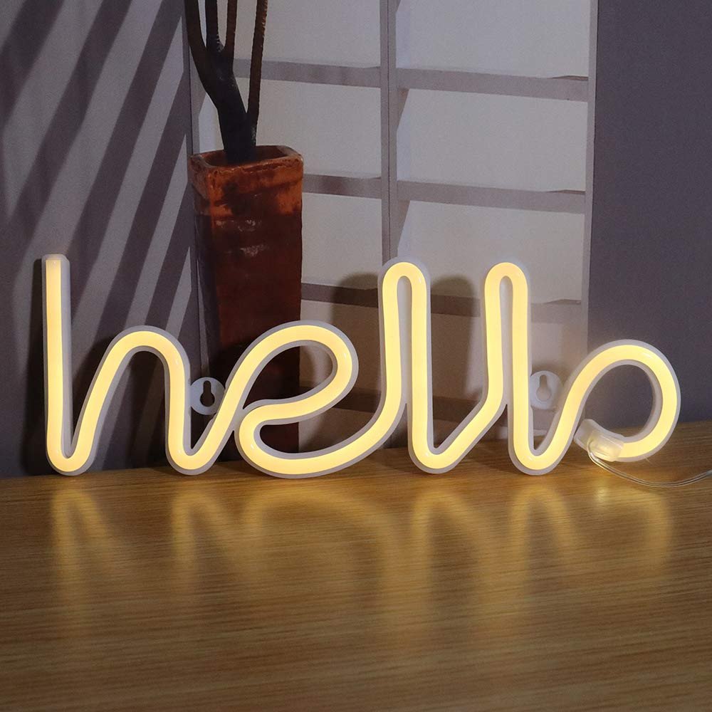 Нічний світильник Neon Sign — Hello (Напис)