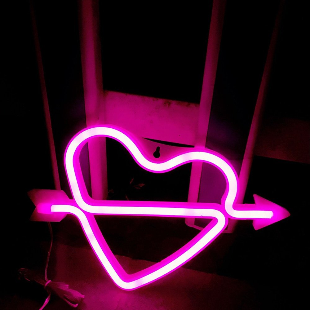 Нічний світильник Neon Sign — Rose Arrow Heart (Серце зі стрілою)