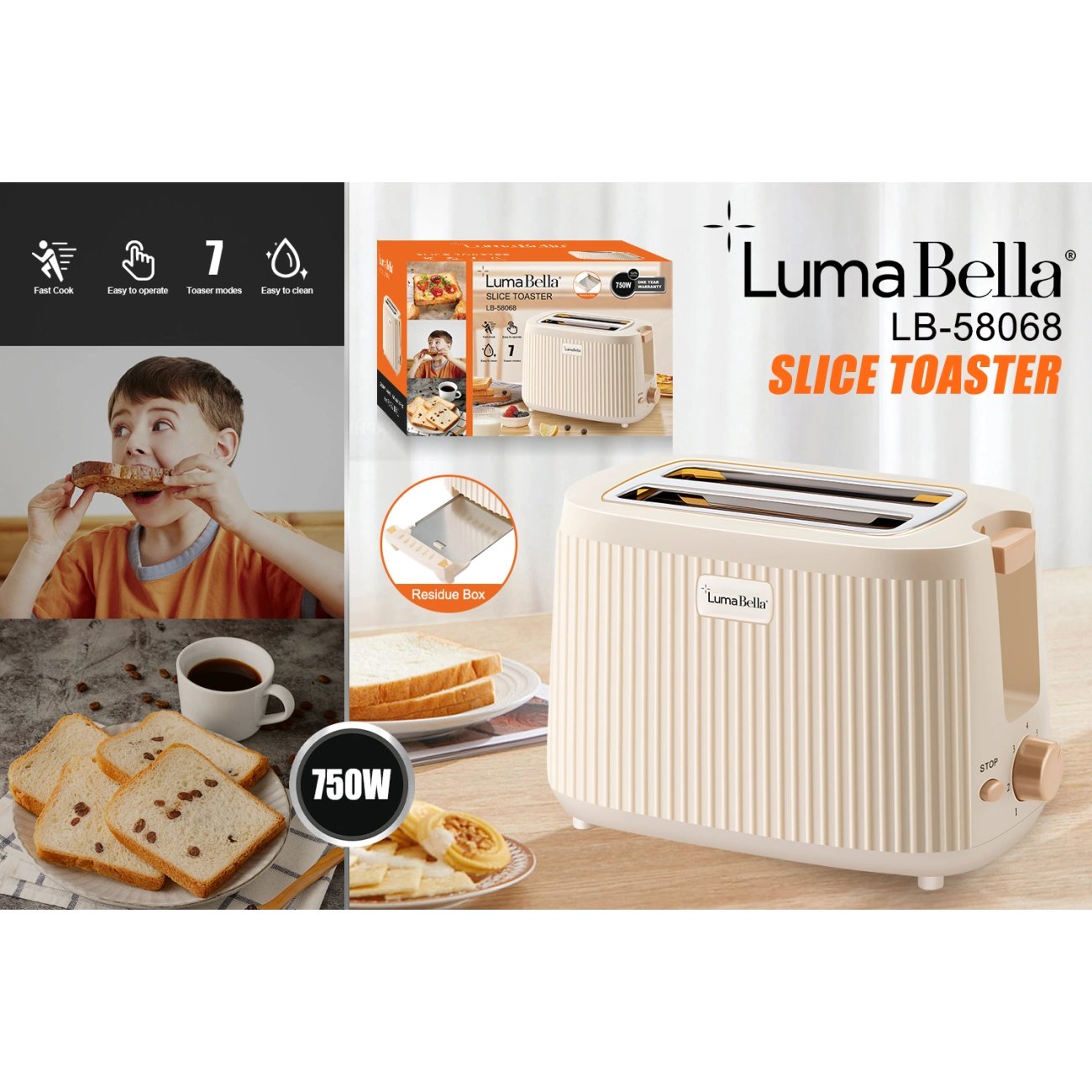 Тостер LumaBella LB-58068: Швидкість та точність для ідеального сніданку