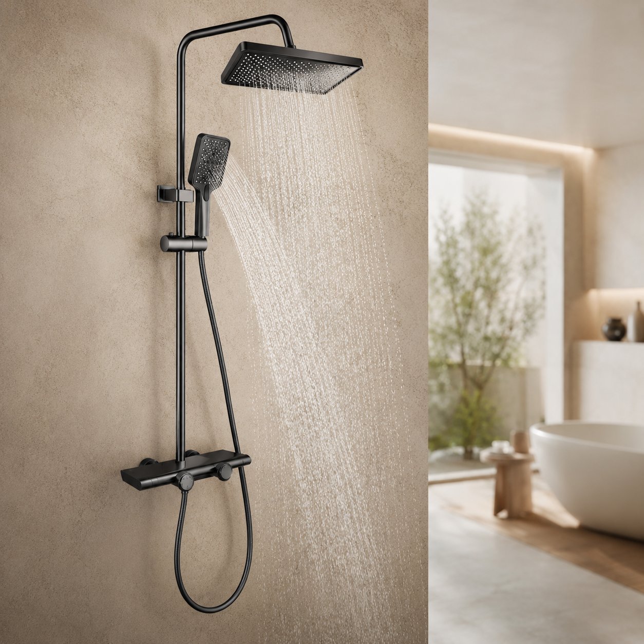 Душова система зі змішувачем Faucet CR-25HT030 (Темний графіт)