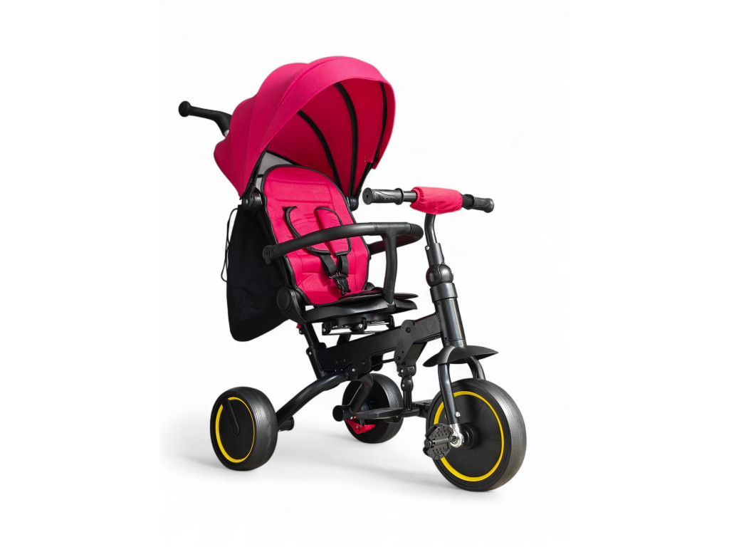 Триколісний велосипед-коляска 2 в 1 Tricycle 6171: Максимальний комфорт та безпека з оглядом на 360°,Рожевий