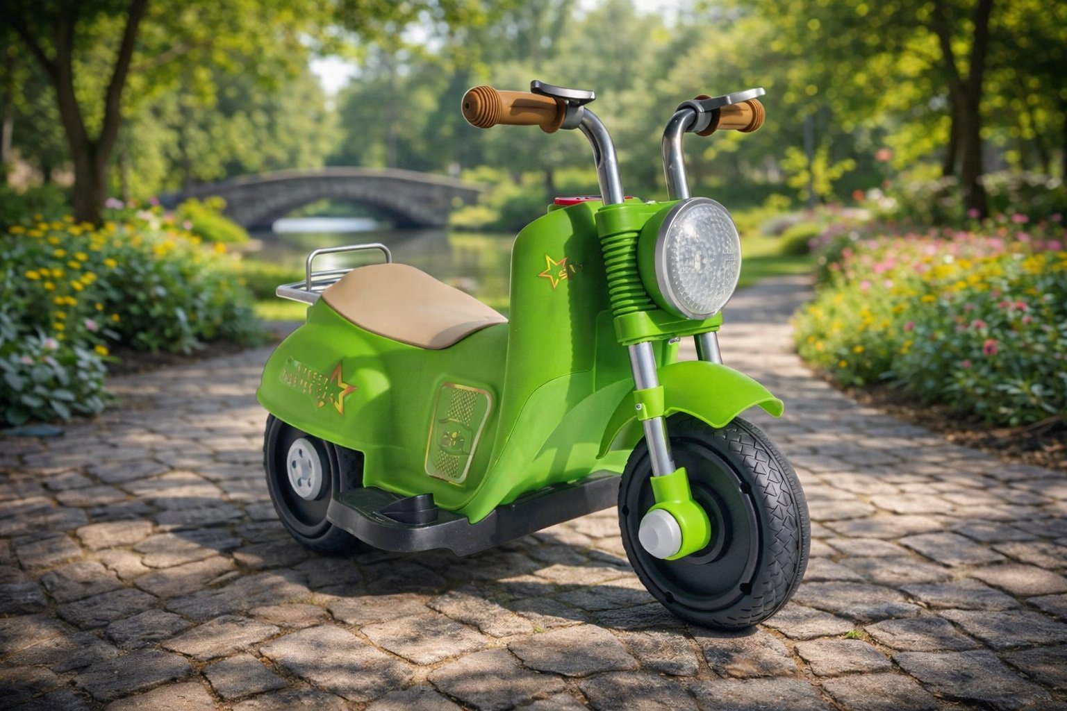 Дитячий електротолокар Babymoto Electro ST-618A: Перший власний транспорт у ретро-стилі,Зелений
