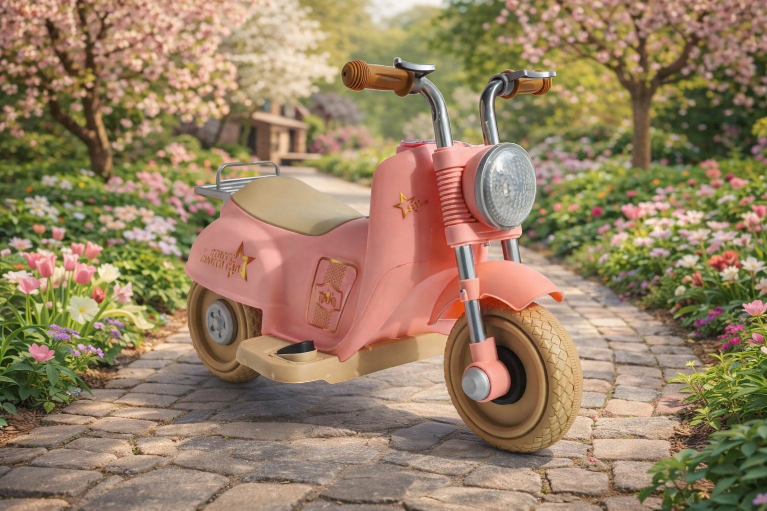 Дитячий електротолокар Babymoto Electro ST-618A: Перший власний транспорт у ретро-стилі,Рожевий