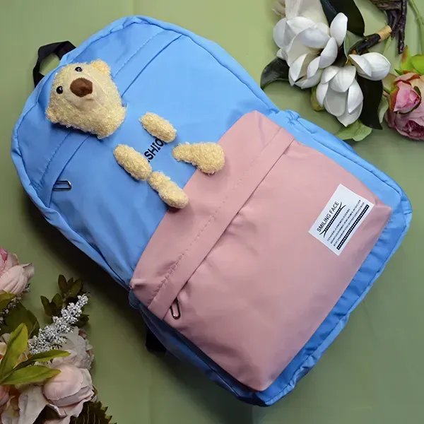 Блакитний дитячий рюкзак з іграшкою Teddy Bear для прогулянок