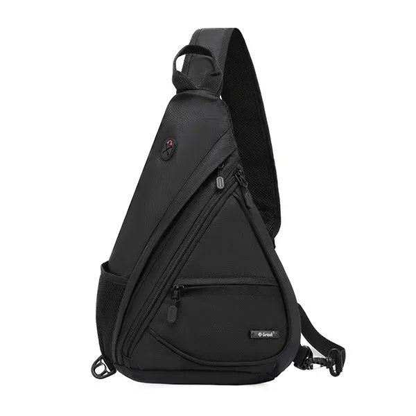 Чоловіча чорна сумка-рюкзак через плече Cross Body з USB-виходом