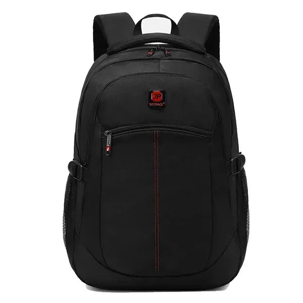 Надійний міський чорний рюкзак Justpack для повсякденних справ та подорожей із великою кількістю кишень