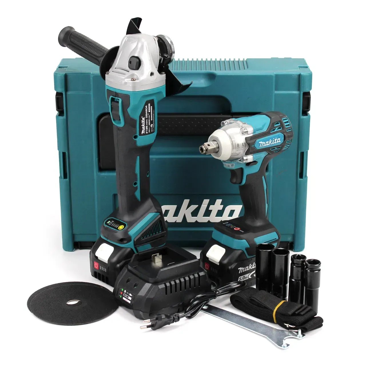 Акумуляторний набір 2в1 Makita (гайковерт DTW301 + УШМ DGA506, 36V, 5.0 А·год, кейс): Професійна потужність і безпека!