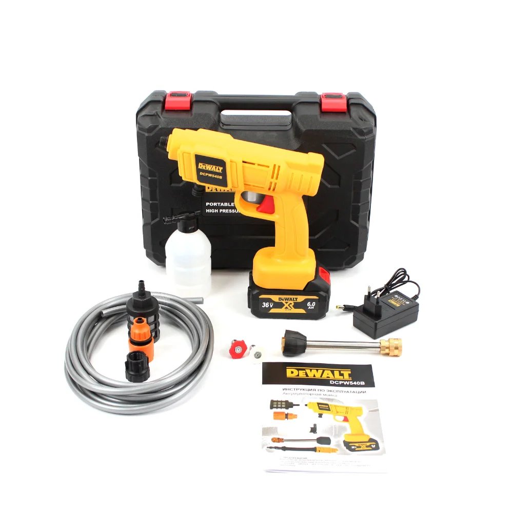 Акумуляторна ручна мийка DeWalt DCPW540B (36V, 6.0 А·год, 26 бар): Мобільність, потужність та автономність для ефективного очищення!