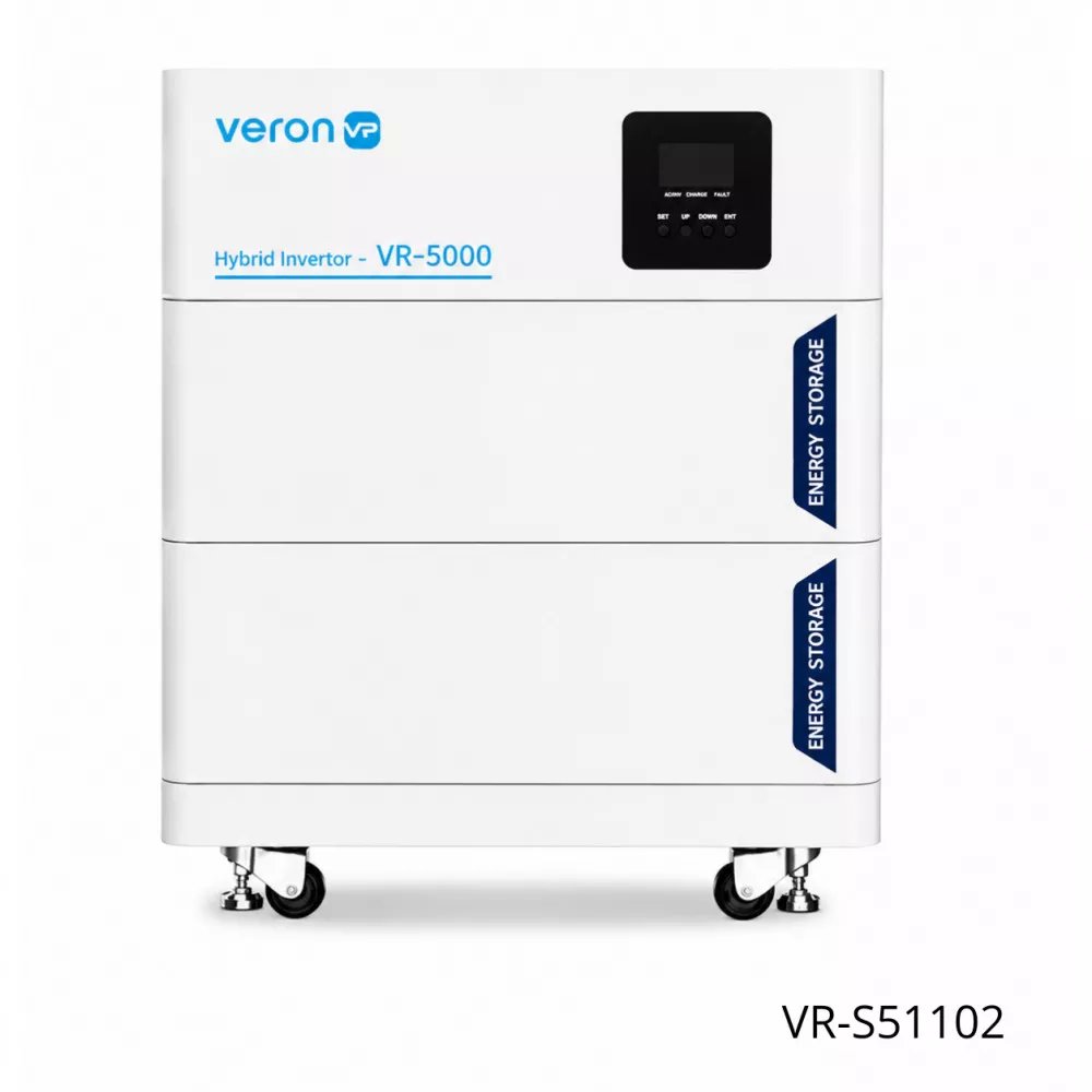 Гібридний інвертор VR-S51102 з двома акумуляторами 10.24 kWh (3 кВт, LiFePO4, на колесах): Потужна автономна енергосистема!